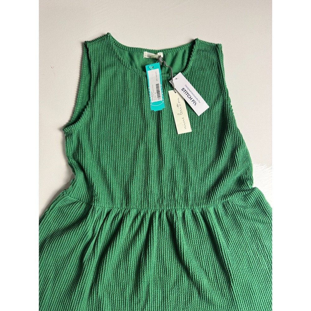 Nine Britton Vivianne Tiered Dress Women's M Green Ribbed Sleeveless Stitch Fix - Picture 6 of 6